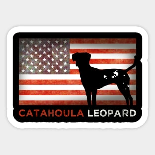 Catahoula Leopard American Flag Sticker